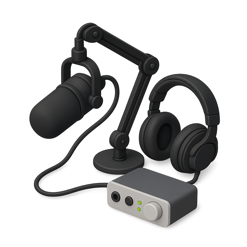 microphone, headset, and receiver graphic